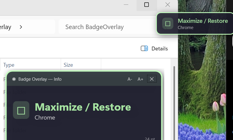 Badge Overlay in action