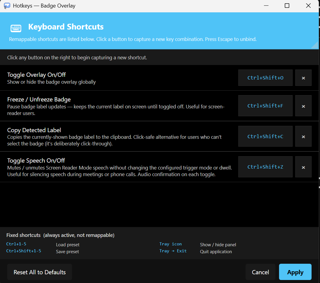 Keyboard Shortcuts