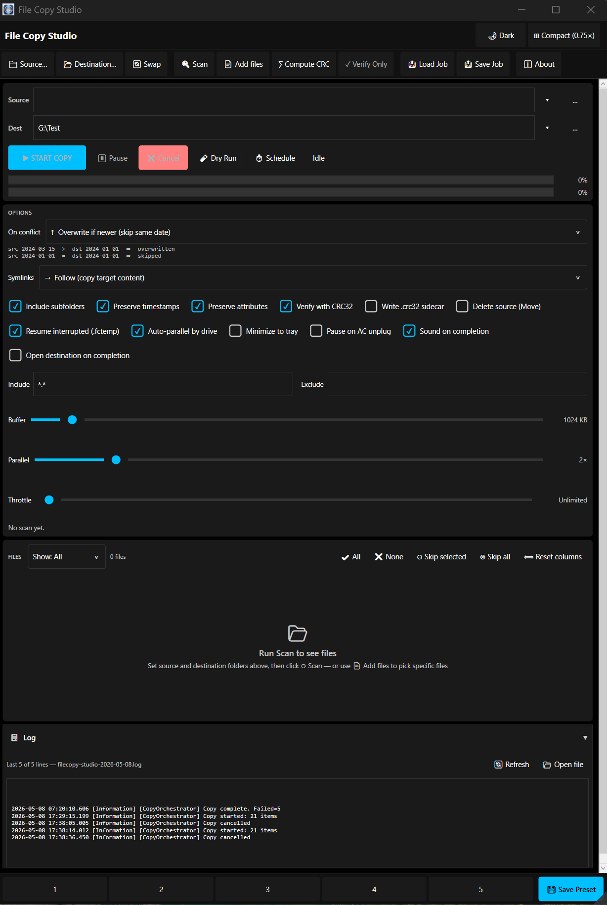 File Copy Studio interface