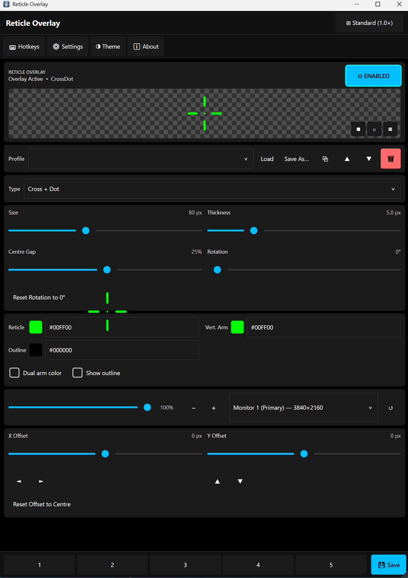 Reticle Overlay interface