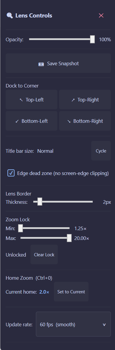 Lens controls