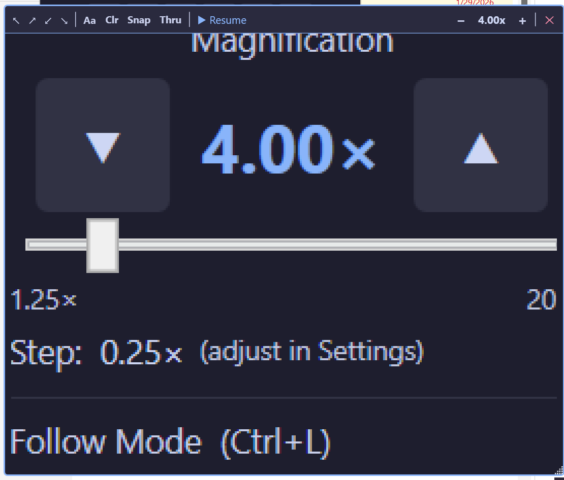 Magnification controls