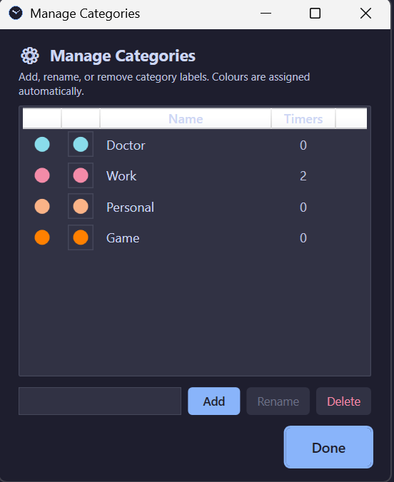 Manage categories